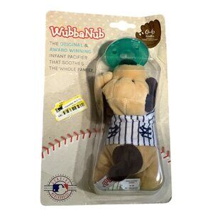 WubbaNub Infant Pacifier With NY Yankees Plush Baseball Dog Soothes 6-6 Months